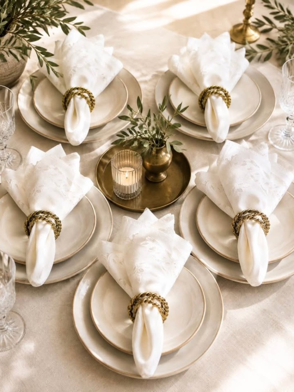 Vintage Brass Napkin Rings Rope Texture Holders